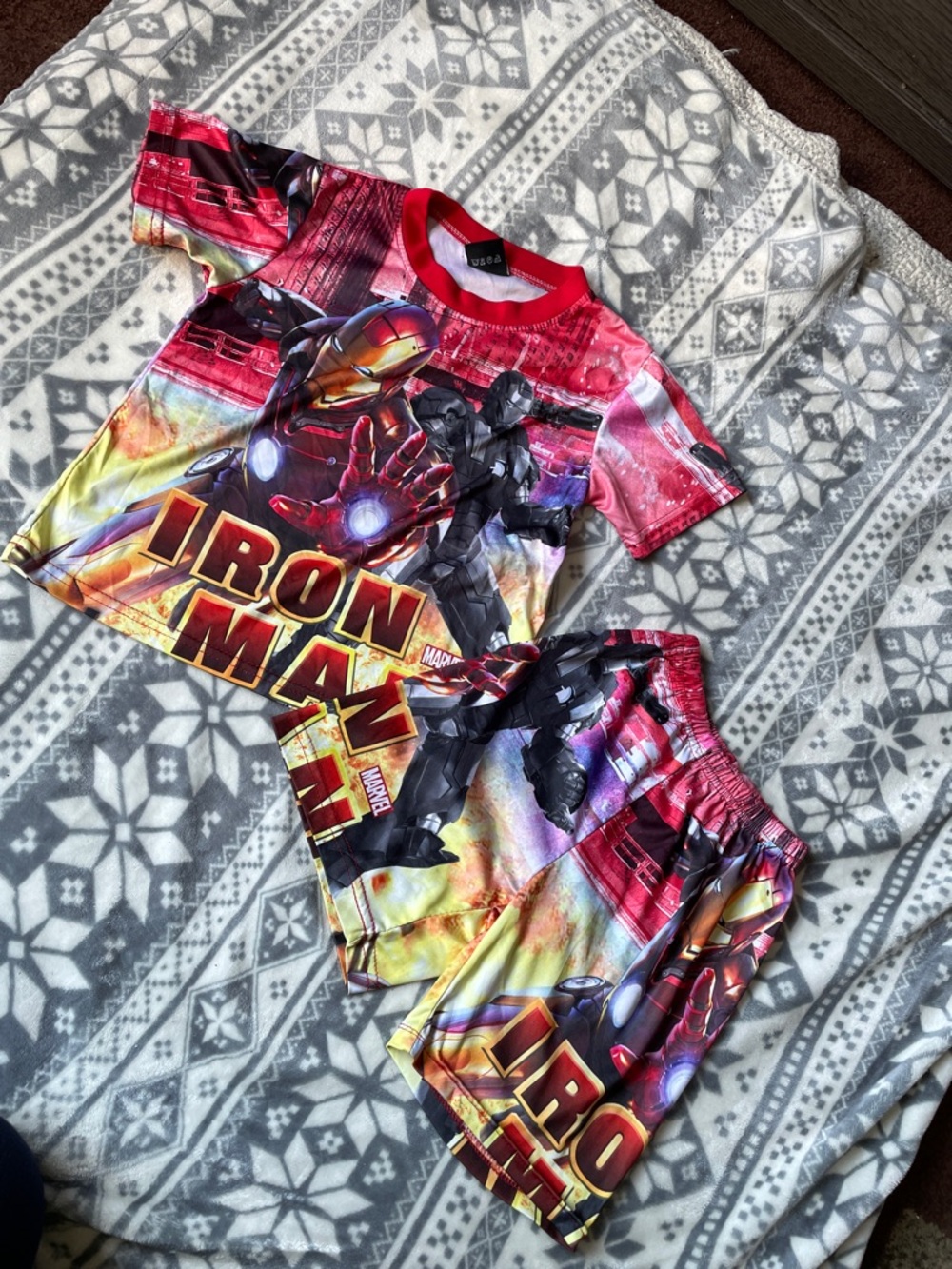 Cartoon Network Iron Man Short Sleeve Pajama Set - Red, Yellow, Black